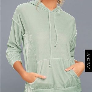 Mint Green Velour Hoodie